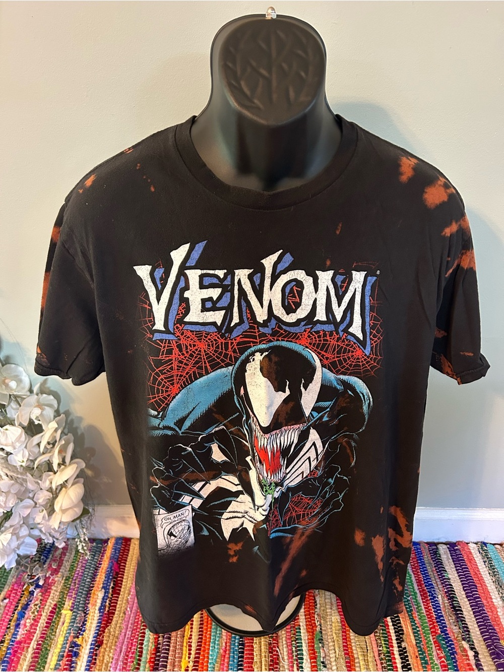 NEW Marvel Venom Tie Dye T-Shirt Spider Man Villain Superhero Graphic Tee Large